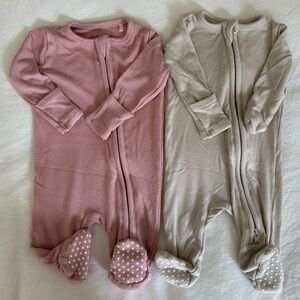 Ribbed Baby One Piece Set - Pink and Cream